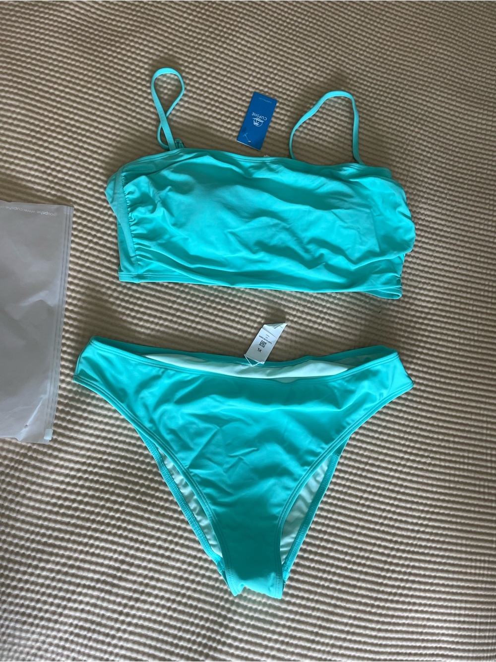 Cupshe Turquoise Bandeau Bikini Set